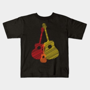 Artistic Acoustic Guitar Design - Guitar Art - Yellow Red Orange Kids T-Shirt